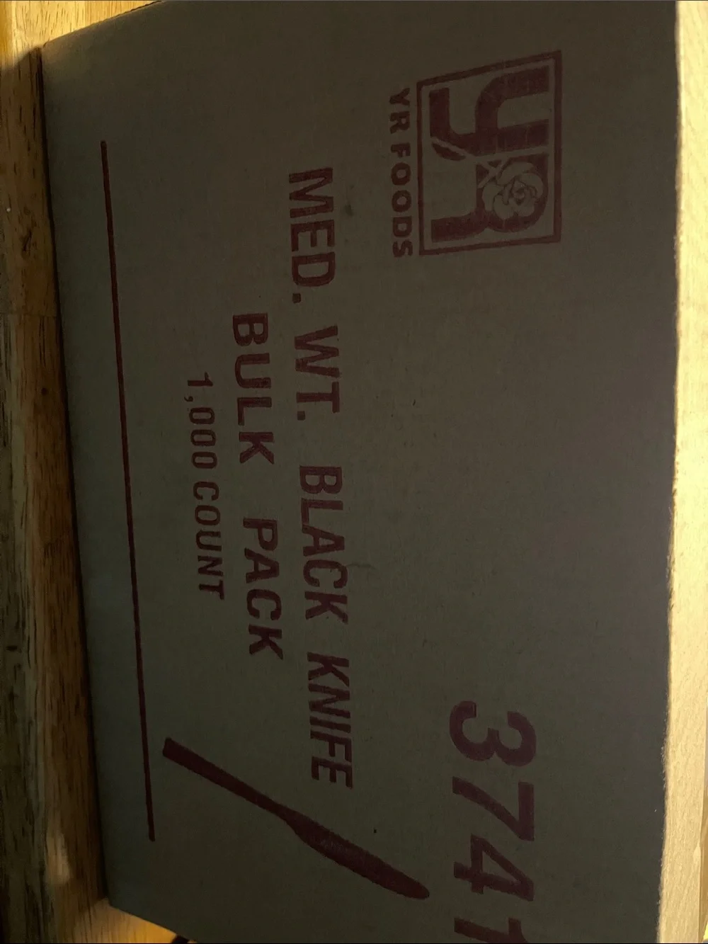 YR Foods Bulk Pack - Medium Weight Black Knives (1,000 Count)